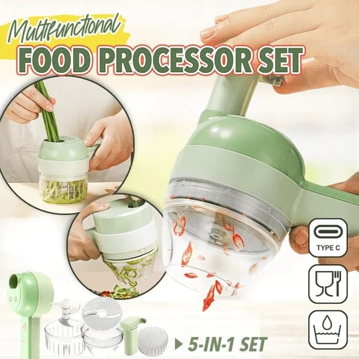 New 4 In 1 Handheld Electric Vegetable Cutter Wireless Chop Garlic Mash Minced Slice Onion Cutting Multifunctional Cooking Gadget