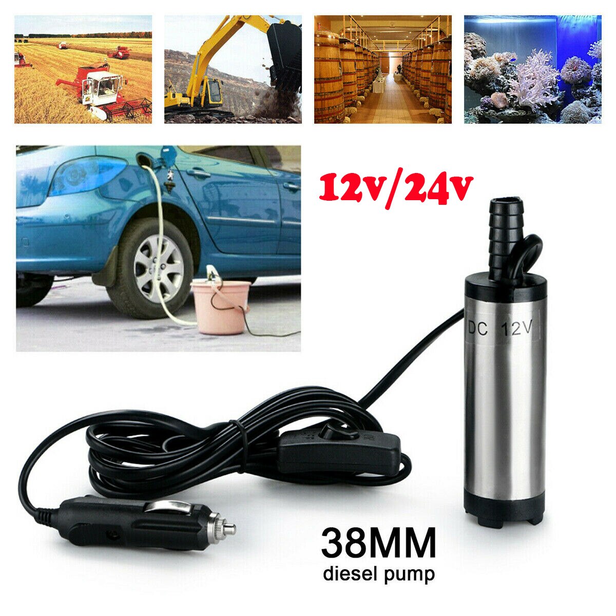 Portable Mini 12V 24V DC Electric Submersible Pump For Pumping Diesel ...