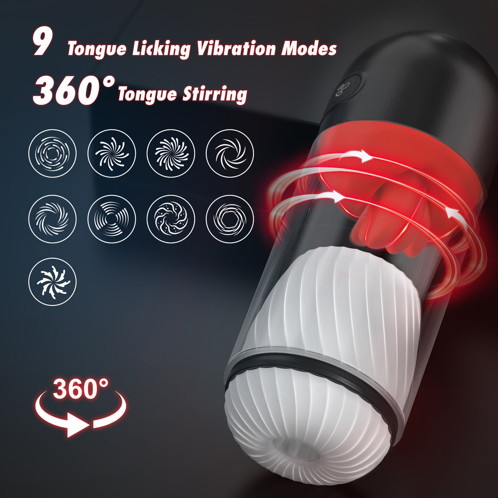 Automatic 360° Tongue Licking Male Masturbation Cup Licking Blowjob Masturbator with 9 Powerful Modes