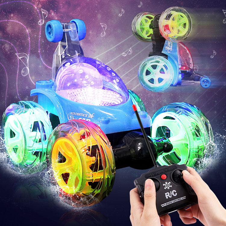 360 Degree Spinning and Flips Remote Control Stunt Dumper Car with Color Flash and Music RC Car Toys Gifts for Children Kids Birthday Xmas - Blue