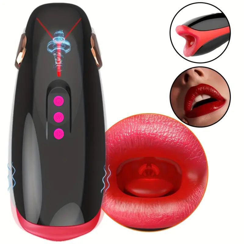 Men Tongue Deep Throat Automatic Blowjob Masturbator Tongue licking Vibrating Pussy Blowjob 7 Vibration Modes Machine