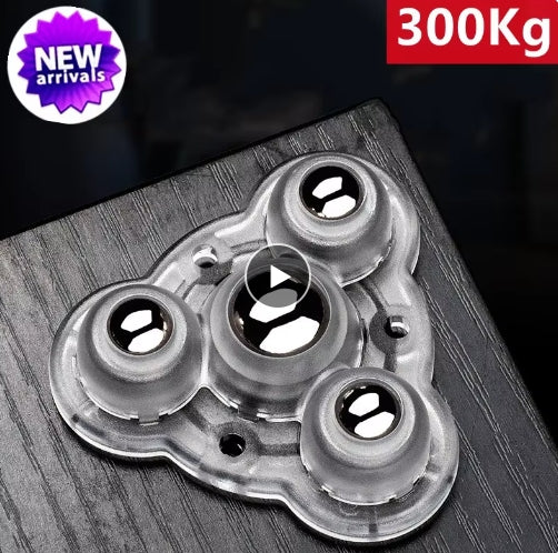 4Pcs Furniture 4 Beads 300Kg Stainless Steel 360° Rotation Universal Wheel Casters Wheels Self Adhesive Type Mute Ball Universal Wheel