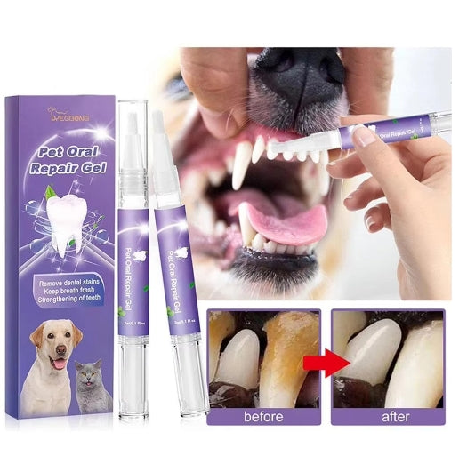 2Pcs Pet Teeth Cleaning Pen Dog Cat Tartar Plaque Remover Freshen Breath Clean Tooth Stains Deodorant Repair Gum Pet Oral Care Gel