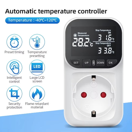 Temperature Controller Socket Digital Thermostat Timer Socket With Sensor Probe EU/US/AU Plug