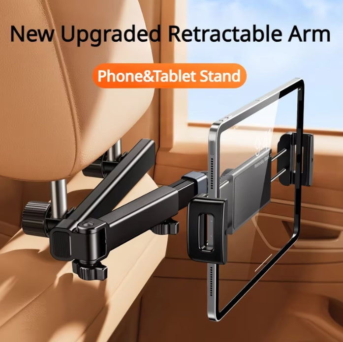 New Car Backseat iPad Phone Retractable Tri-Axis Arm Bracket Fits Devices From 4.7 to 12.9 inches Tablet Bracket