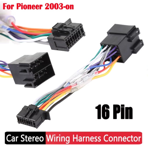 2Pcs Car Stereo Radio ISO Wiring Harness Connector Adaptor Cable 16 Pin PI100 For Pioneer 2003-on Stereo Wiring Harness Connector ABS