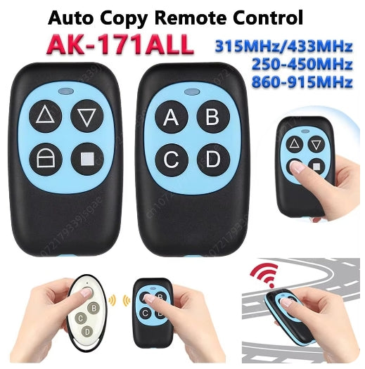 Multi Frequency 315MHz/433MHz/250-450MHz/860-915MHz Auto Copy Remote Control Electric Garage Door Gate Opener 4 Buttons Replacement Key High Sensitivity