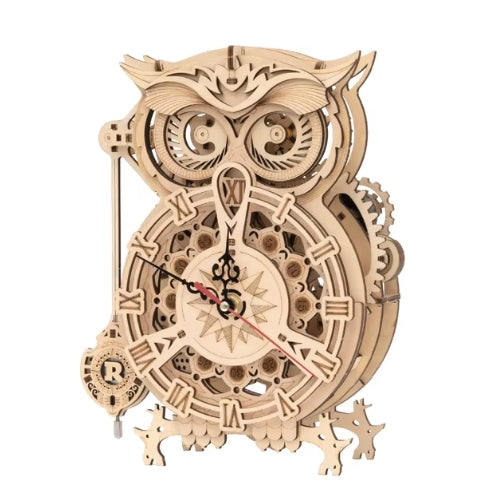 Wooden 3D Owl Clock 161Pcs Creative DIY Building Blocks Puzzle Clock Crafts