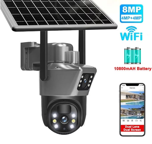 1080 HD WiFi Solar Dual Lens Camera Outdoor Wireless CCTV Surveillance Camera With Solar Panel PTZ IP Cam Security Protection