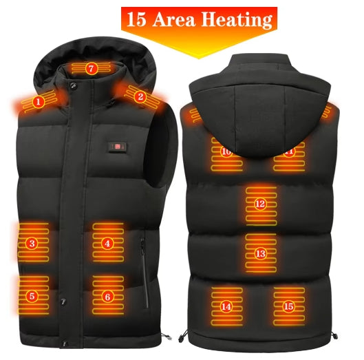 Unisex Electric Heated Jackets Vest Windproof Hat Heated Vest 15 Areas Heating Mens Women Electric Self Heated Vest 6XL