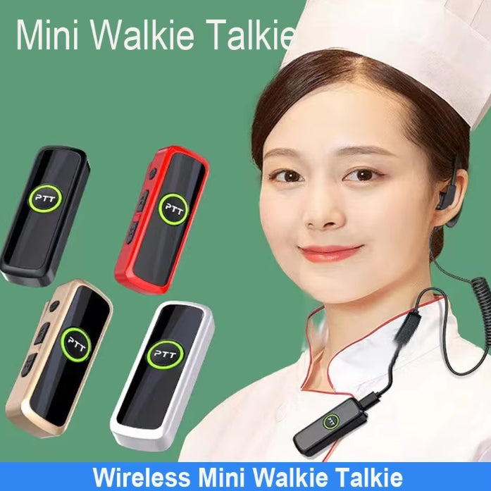 2Pcs Small Compact Wireless Mini Walkie Talkie Ear Hook Two-Way Radio Lavalier Intercom For Beauty Salon Hairdressing Restaurant Store Hospital Outdoor