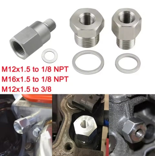 1PC M12x1.5 to 1/8 NPT for LS Swap Gauge Sensor Adapter Connector with Washer M16x1.5 to 1/8 NPT Engine Oil Pressure Sensor