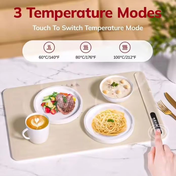 Fast Heating Food Electric Warming Tray Foldable Food Warmer Plate with Adjustable Temperature Control Keeps Food Hot Constant