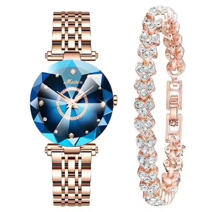 Women Luxury Jewelry Design Diamond Heart of the Ocean Quartz Wrist Watch with diamonds Bracelet