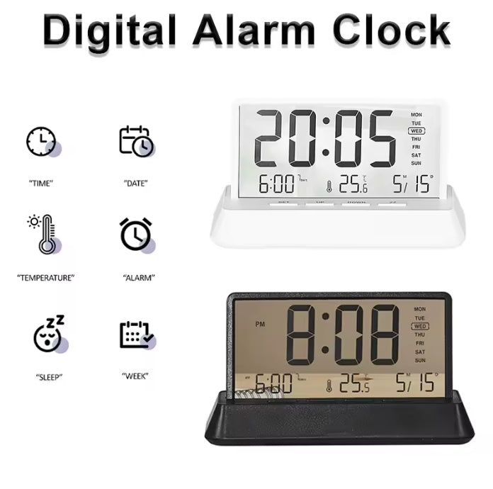 Transparent Alarm Clock Digital Alarm Clock Temperature Date Week Display Office Home Desktop Clock 12/24H Clock Ins Styles