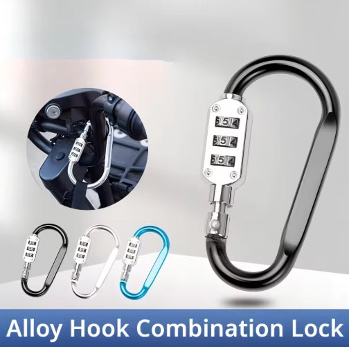 3 Digits Password Carabiner Clip Llock For Camping Accessory Hiking Keychains Outdoors and Gym etc D Shape Hook Small Carabiners