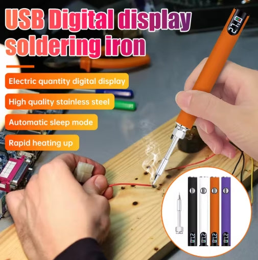 Mini Adjustable Voltage LED Display Soldering Iron Pen USB Charging 650mAH 510 Thread Battery Pen Solder Iron