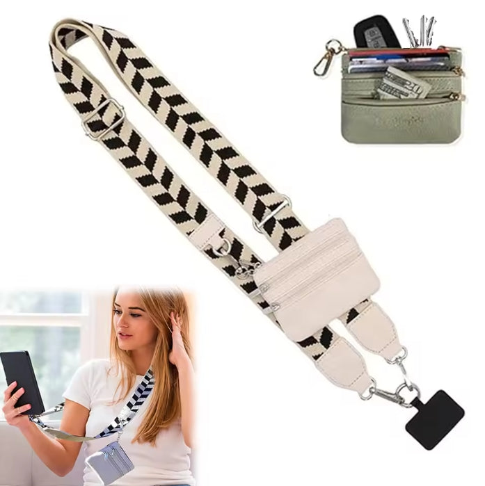 Adjustable Mobile Phone Strap With Zippered Wallet Anti-lost Crossbody Cell Phone Lanyard Card Gasket For Women Bag Accessories