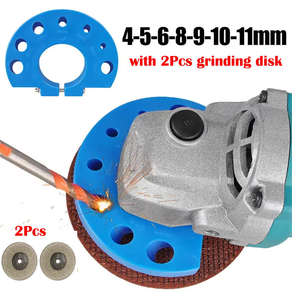 4-11mm Blunt Drill Bit Grinding Sharpener with 2Pcs Grinding Disk Angle Grinder Attachment Precision Drilling Brack Polishing Grinding Too