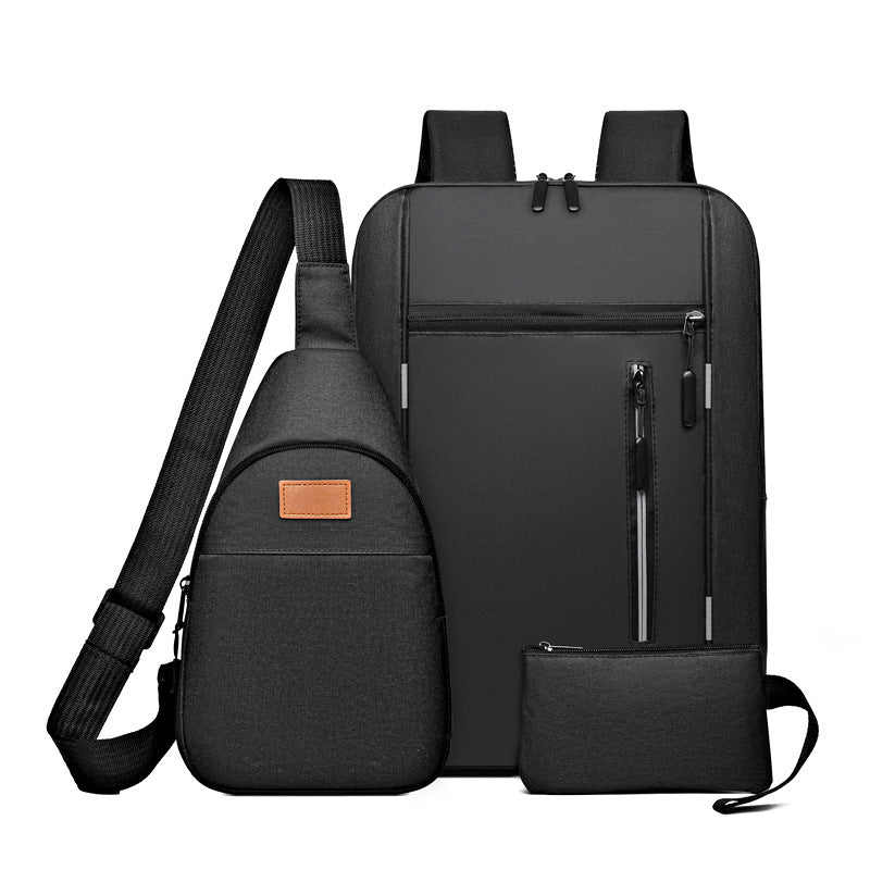 3Pcs Men's Backpack Chest Bag Handbag Waterproof Oxford Cloth Minimalist Fashion 16 inch Computer Shoulder Bag