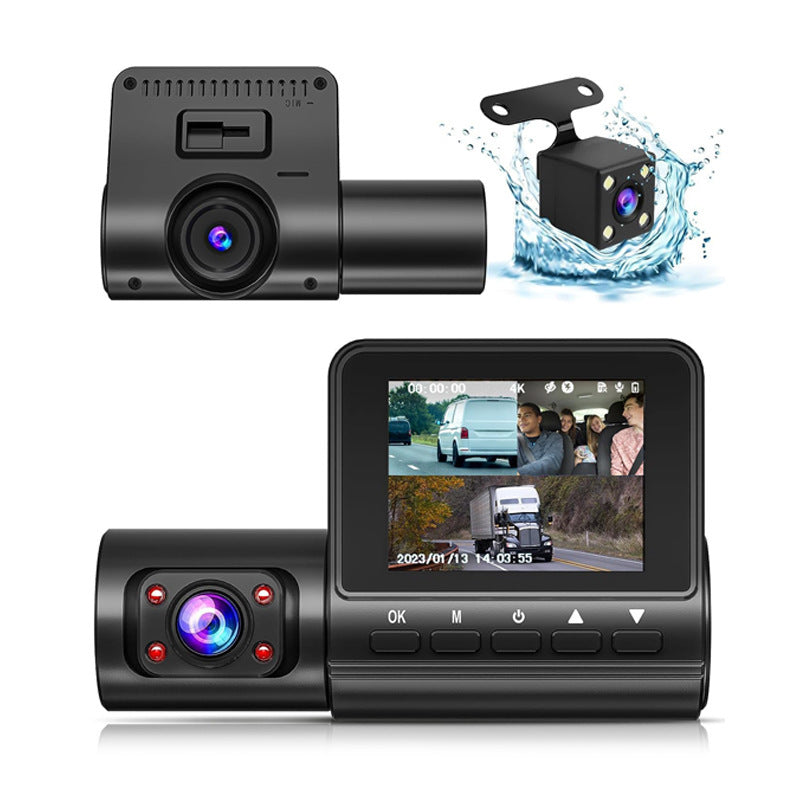 3 Channel 170° Wide-angle Car DVR HD 1080P 3-Len Inside Vehicle Dash Cam Three Way Camera DVRs Recorder