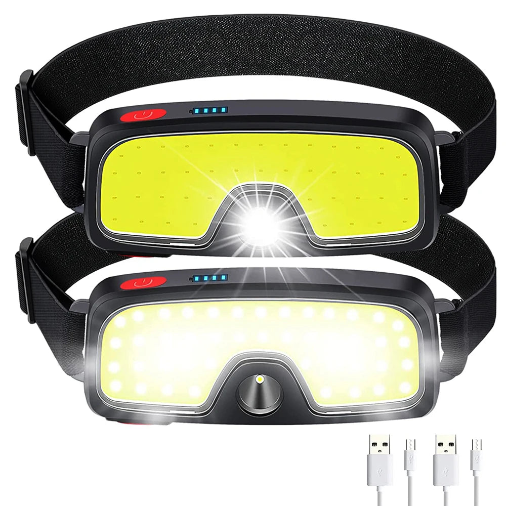 20000lm COB Large Angle Floodlight Full Viewing Angle Headlamp Rechargeable IPX4 Waterproof Outdoor Home Portable Headlamp