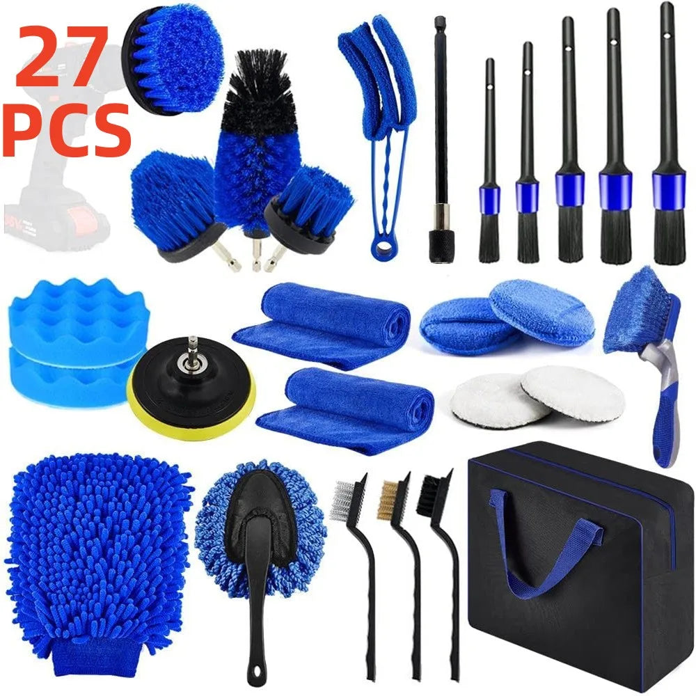 27Pcs RV Car Wash Kit, Car Dash Duster Brush,Tire Brush,Cleaning Supplies,Car Cleaning Brush, Car Repair Kit,Car Repair Brush