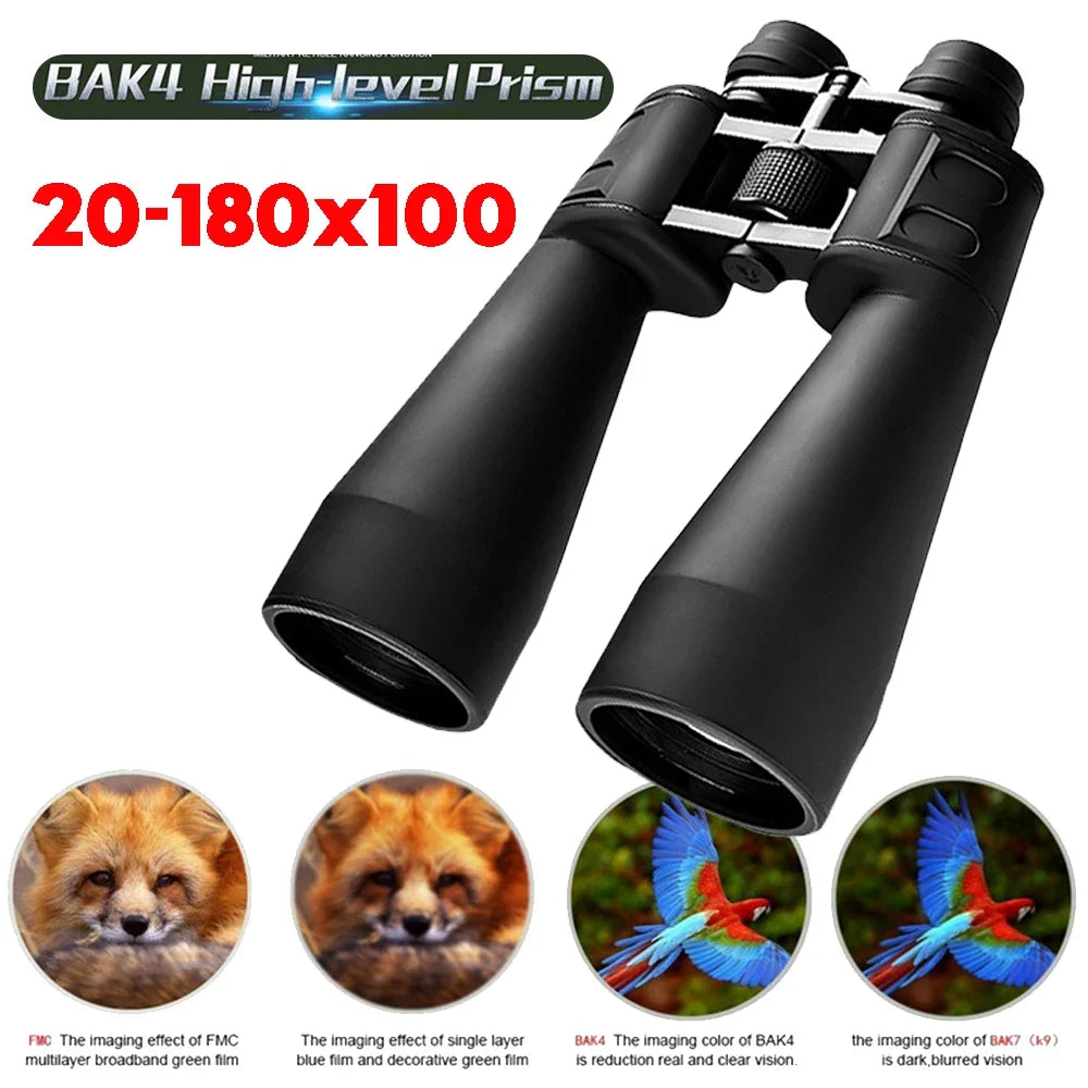 Professional 20-180x100 Binoculars High Magnification Wide-angle Long Range Zoom Hunting Astronomical Telescope HD Zoom