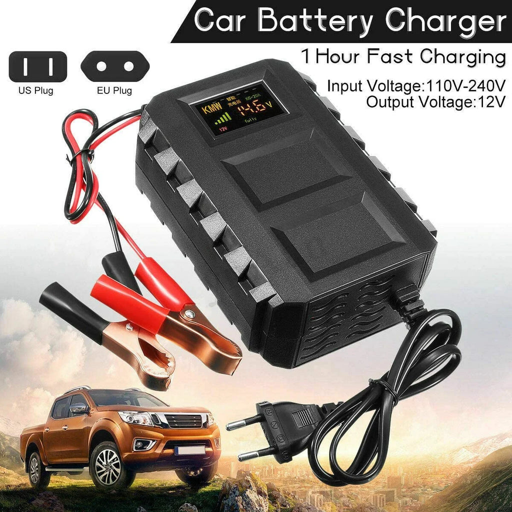 12V 20A Car LCD Display Intelligent Charger Motorcycle Automobile Truck Universal Charger Repair Charger