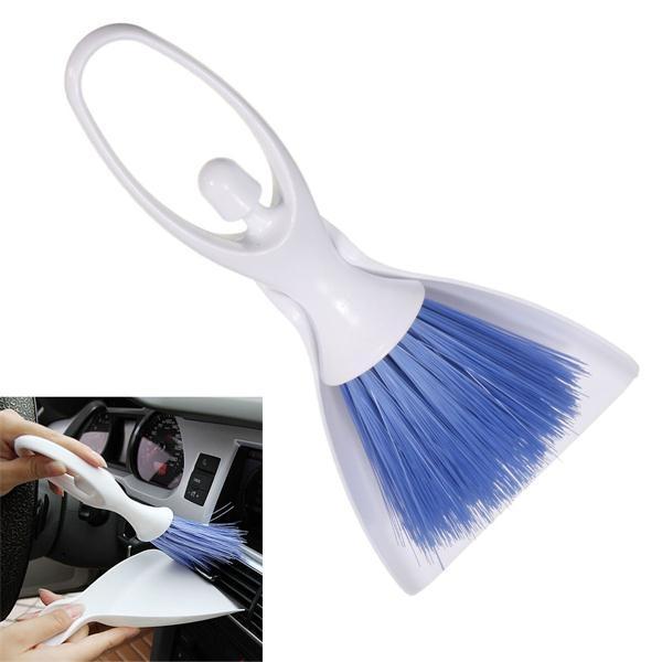 Car Duster Broom Cleaning Tool Brush with Dustpan Blue & White - stringsmall