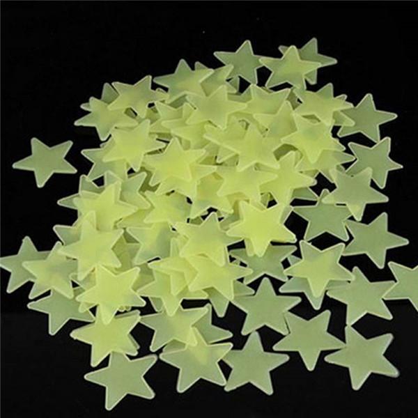 100pcs 3CM Fluorescent Glow Star-shaped Wall Stickers Green