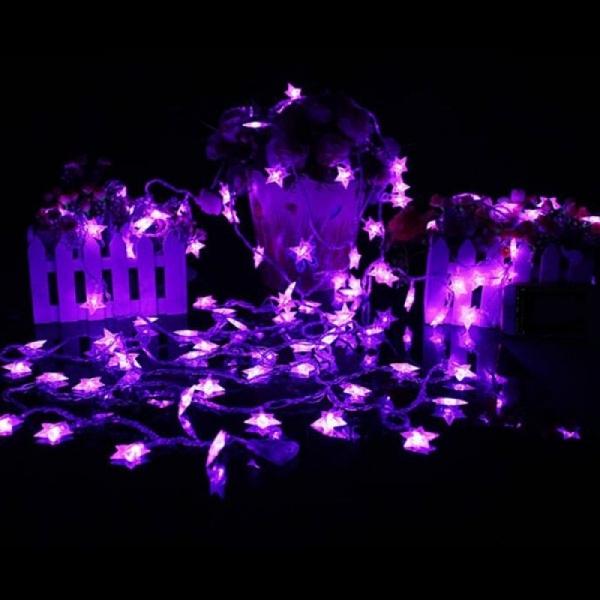 10M 100-LED 6W 8 Modes Star Shaped Pendant Waterproof LED String Light US Plug Purple