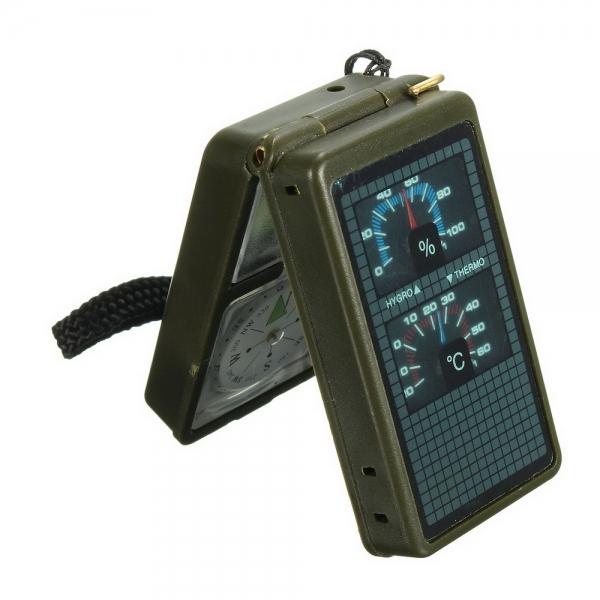 10-in-1 Multifunction Outdoor Survival Compass Tool Kit for Camping Hiking Army Green