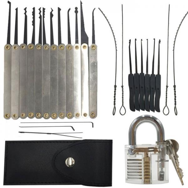 12pcs Lock Pick Set 10pcs Key Extractor Set 1pc Transparent Practice Padlock