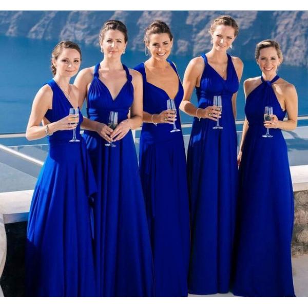 15 Kinds Of Wearing Boho Bridesmaid Dresses Blue Sexy Elegant Wedding Party Dress - M