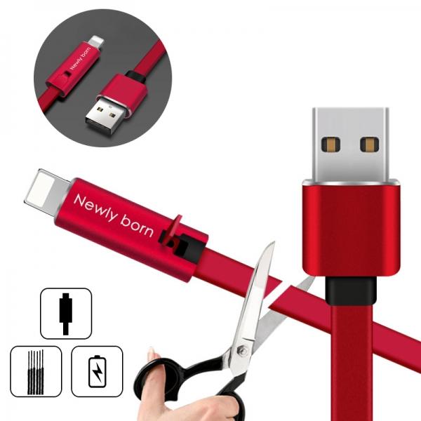 1.5m/5ft Renewable Cutting Quickly Repair Reusable USB Fast Charging Cable for iPhone iPad - Red