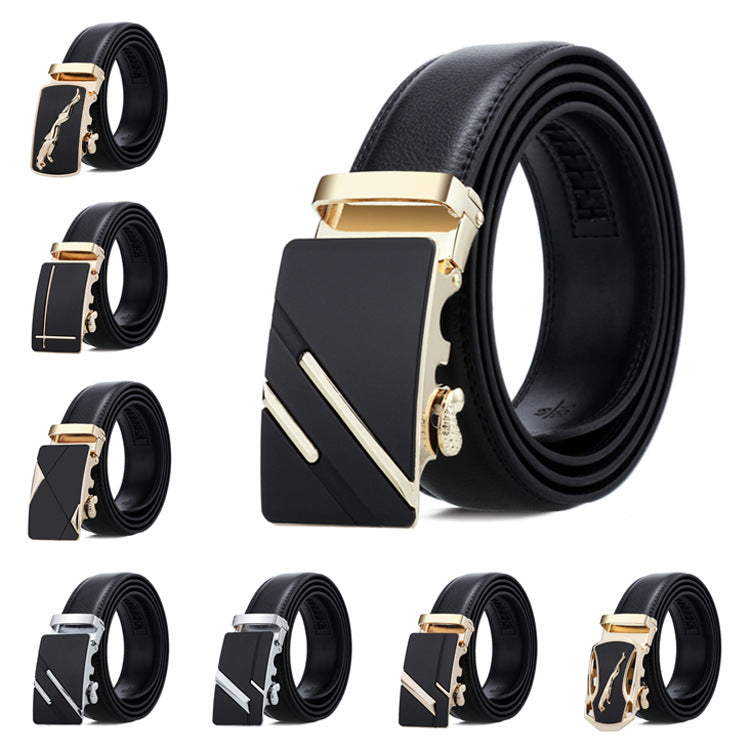 Men's Belts  High Quality Luxury Automatic Buckle Genune Leather Strap Black for Mens Belt Designers Brand