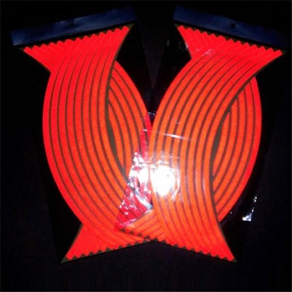 16pcs 18 Motorcycle Styling Hub Rim Stripe Reflective Stickers Red - stringsmall