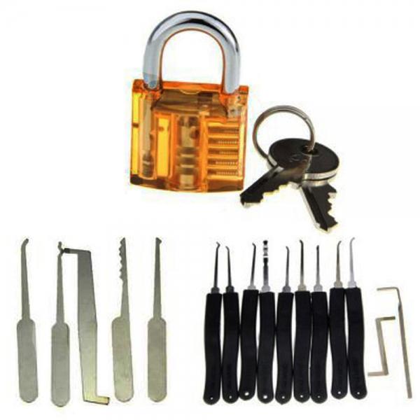 19-in-1 Practice Padlock Set with Locking Picking Tools Orange