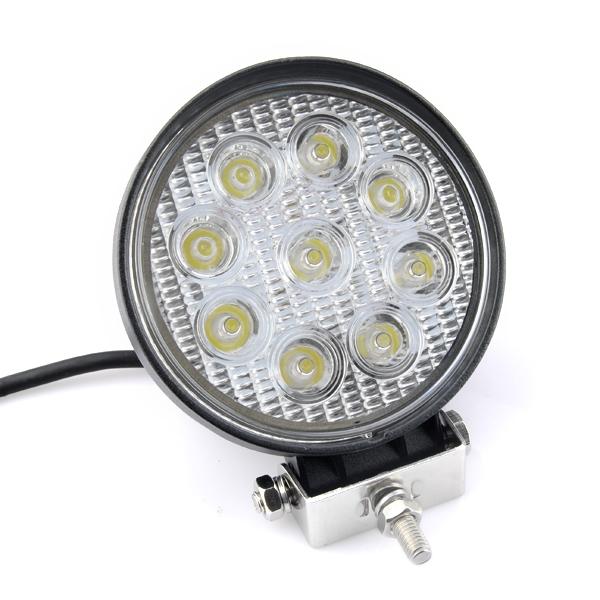 27W 9-LED Spot Beam Round Car Work Light Spotlight Black