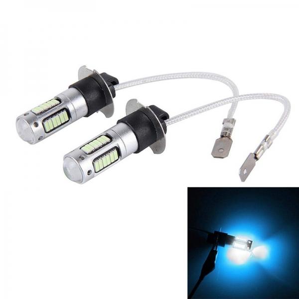 2PC H3 4014 30SMD Bulb High Power Car LED Fog Lights (Ice Blue, Bright)