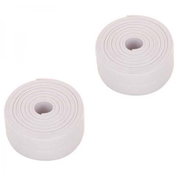 2pcs Waterproof Moldproof Adhesive Tape For Kitchen Bathroom Wall Sealing White 3.2m x 3.8cm/126inch x 1.5inch
