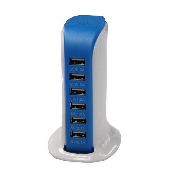 30W 6-USB 6A Sailing Style Charger USB Socket (US Standard) Blue