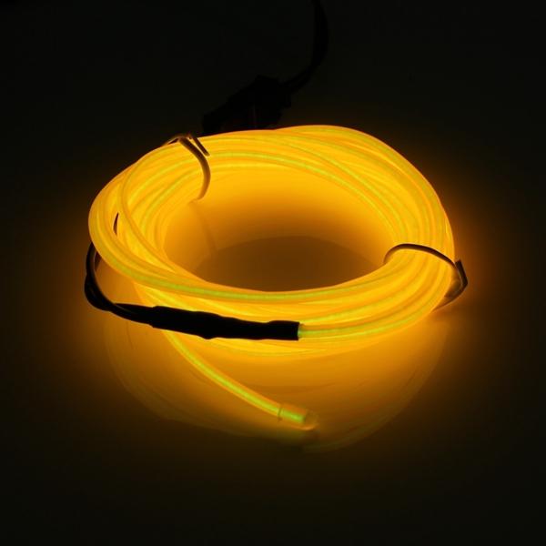 3M Single Color 5V USB Flexible Neon EL Wire Light Dance Party Decor Light - Yellow