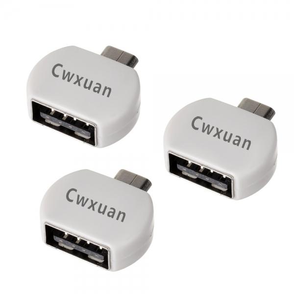 3pcs Micro USB Male to USB Female OTG Adapter for Android Smartphone/MID White - stringsmall