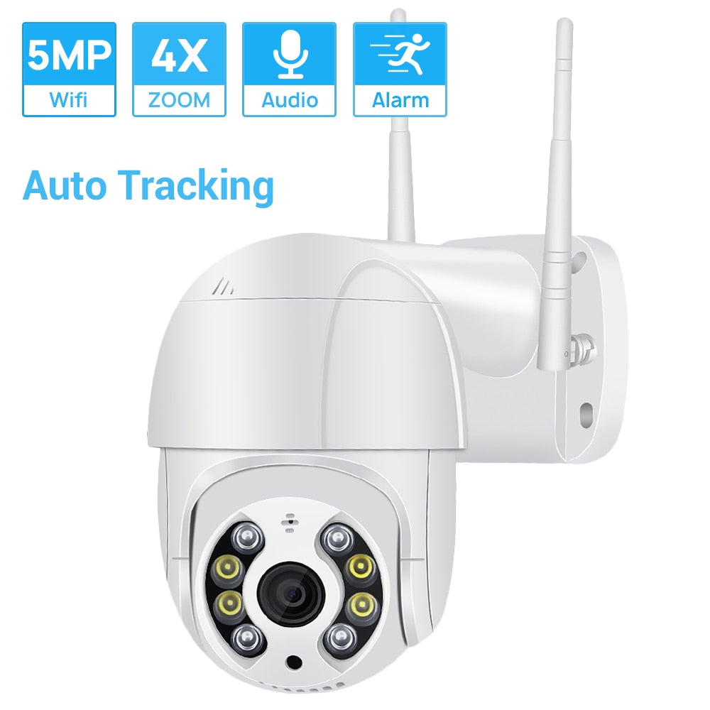 5MP Mini PTZ Wifi Camera H.265 Auto Tracking  1080P Wireless IP Camera 4xDigital Zoom AI Human Detection Dual Light Source ICSEE