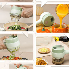 New 4 In 1 Handheld Electric Vegetable Cutter Wireless Chop Garlic Mash Minced Slice Onion Cutting Multifunctional Cooking Gadget