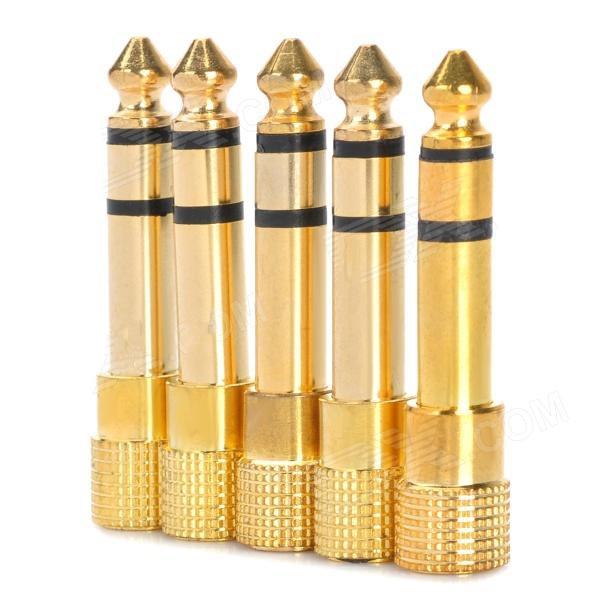 5pcs 3.5mm Male to 6.5mm Female Copper Guitar Audio Cable Adapter Connector