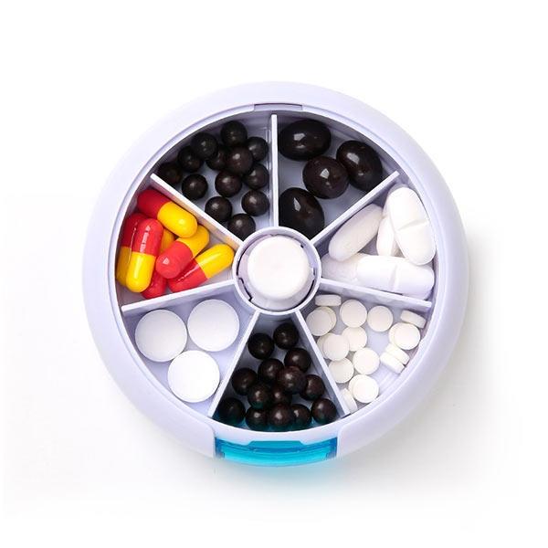 7 Days Travel Pill Case Portable Rotating Pill Organizer Vitamin Case