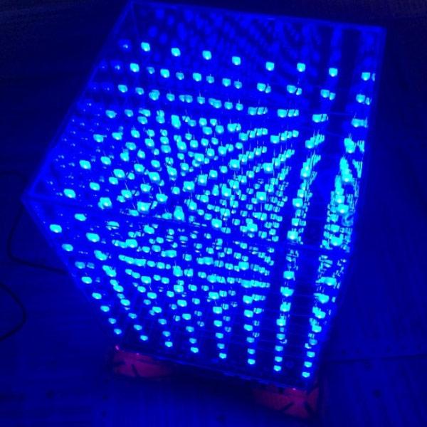 8x8x8 Cube 3D Light Square Blue LED Electronic DIY Kit w/ Unwelded PCB Board + Fog Blue Square Lamp